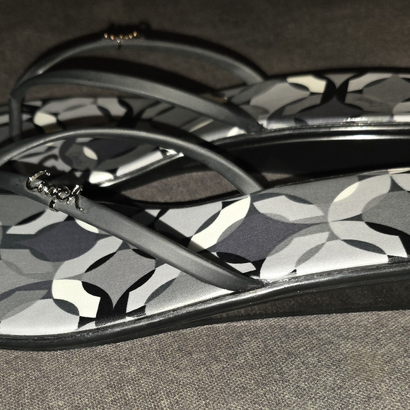 Coach Signature Wedge Flip Flop Jelly Sandals Size 10 - Picture 4 of 4